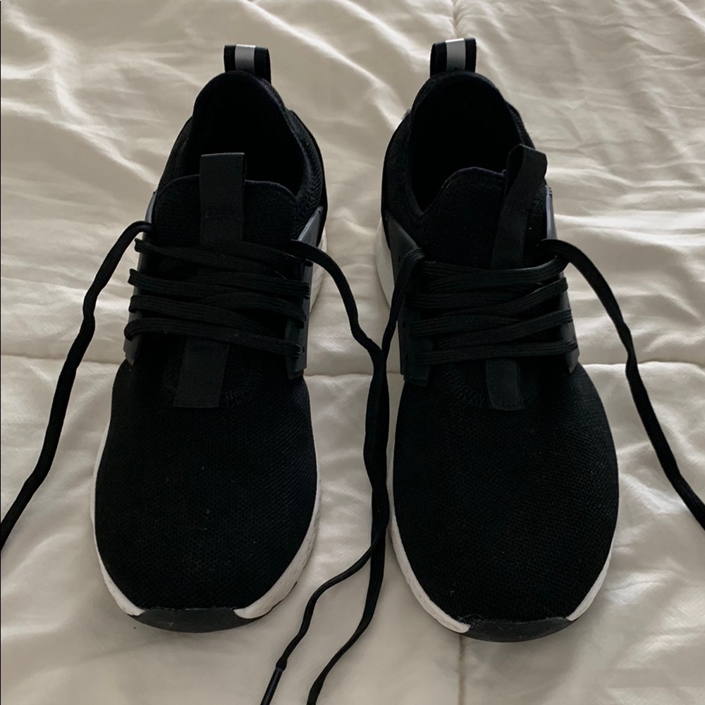 Black Knit Slip-On Sneakers with Streamlined Design